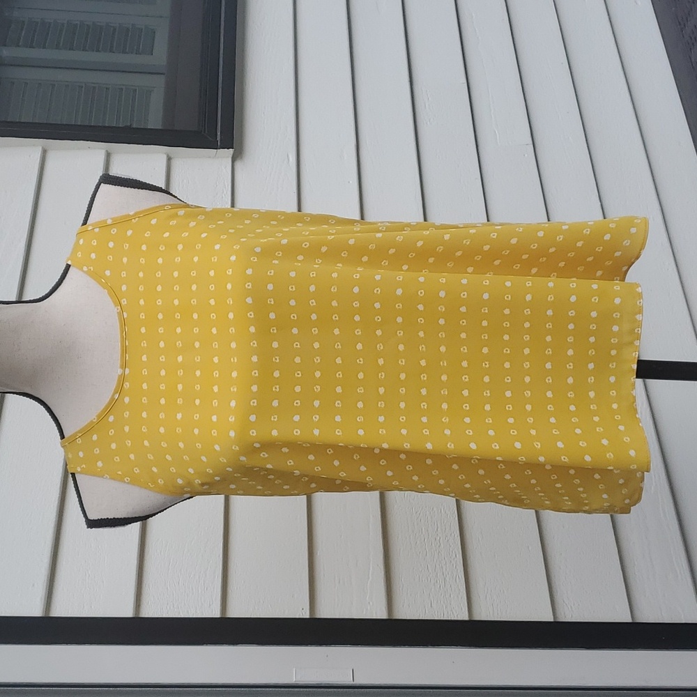 Loft Petite Polka Dot Mixed Media Sleeveless Top